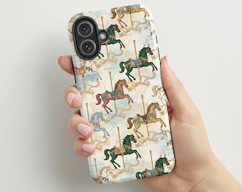 Vintage Carousel Horse Phone Case |Whimsical Merry Go Round | Retro Fairground Circus Cover | Compatible with iPhone® and Samsung®