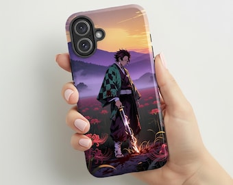 Demon Slayer Phone Case | Tanjiro Inspired Anime Case | Kimetsu no Yaiba Cover | Samurai Katana | Compatible with iPhone® and Samsung®