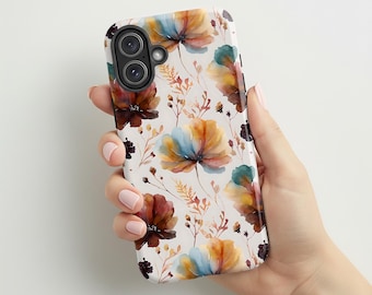 Autumn Flowers Phone Case | Watercolor Floral Botanical Art | Fall Boho Chic Protective Cover Compatible with iPhone® and Samsung®