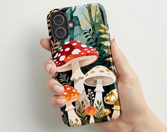 Mushroom Phone Case|Cottagecore Forest Fungi Cover|Nature Watercolor Art Aesthetic Gift |Compatible with iPhone® and Samsung® S23 S24 S25