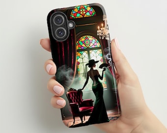 Gothic Dark Elegant Lady Phone Case | Lady Dimitrescu Smoking Femme Fatale |Madam Boudoir Art | Compatible with iPhone® and Samsung®