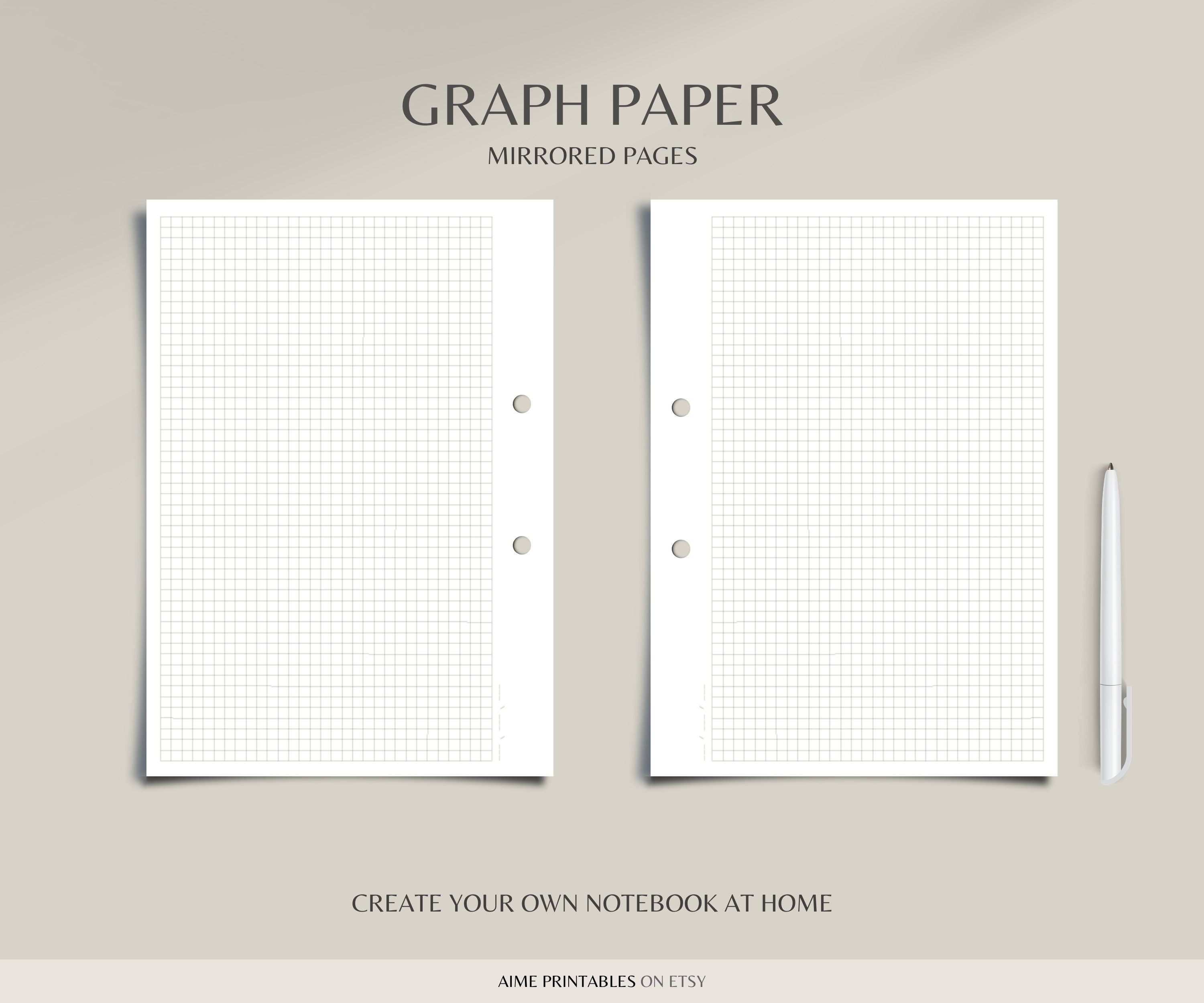 Notebook Paper Pages Printable | Graph Paper, Lined Ruled Note Taking ...