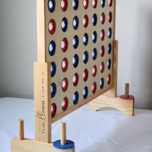 Personalized Giant JUMBO Handcrafted Tabletop 4-In-A-Row Game Wooden Four In A Row w/ Discs Custom Board Game 26x22 inch Board! Realtor Gift