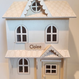 CUSTOM Dollhouse. Personalized Name or Address Two Story Wooden Dollhouse Closing Gift Realtor Housewarming Gift New Home Gift Kids Gift