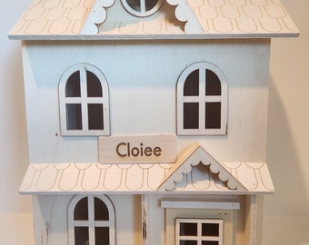 CUSTOM Dollhouse. Personalized Name or Address Two Story Wooden Dollhouse Closing Gift Realtor Housewarming Gift New Home Gift Kids Gift