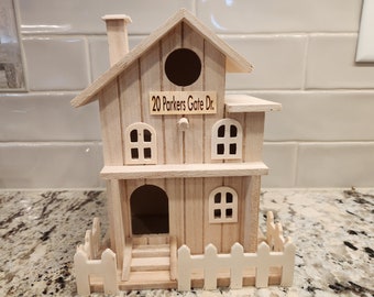 CUSTOM Birdhouse. Personalized Address Cottage Birdhouse Closing Gift Realtor Housewarming Gift New Home Gift