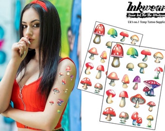 Temporary color tattoos | 1 sheet + 1 free | Magical mushrooms |