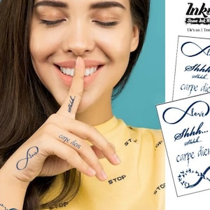 Semi-Permanent Tattoo  Infinity & script Hand tattoos  | 1 tattoo + 1 free  | Lasts 1 to 2 weeks | SAFE Herbal Inks
