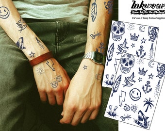 Semi-Permanent Tattoo | 1 sheet + 1 FREE  | Stick n Poke  | Lasts 1 to 2 weeks | Fool Friends | Temporary Tattoo | SAFE Herbal Inks |A5 size