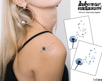 Semi-Permanent Tattoo | 1 tattoo + 1 FREE  | Dandelion  | Lasts 1 to 2 weeks |Temporary Tattoo | SAFE Herbal Inks | 7*5cm