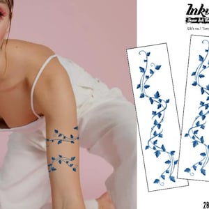 Semi-Permanent Ivy vine Tattoo   1 tattoo + 1 free| Lasts 1 to 2 weeks | Fool Friends | SAFE Herbal Inks | 8&quot;-16&quot;