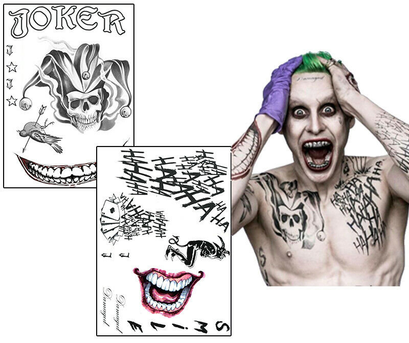 Source Leoars Joker Tattoo Stickers 3Sheet Harley Quinn Temporary Tattoos  and 3Sheet Fake Joker Suicide Squad Tattoos for Adult Men on malibabacom