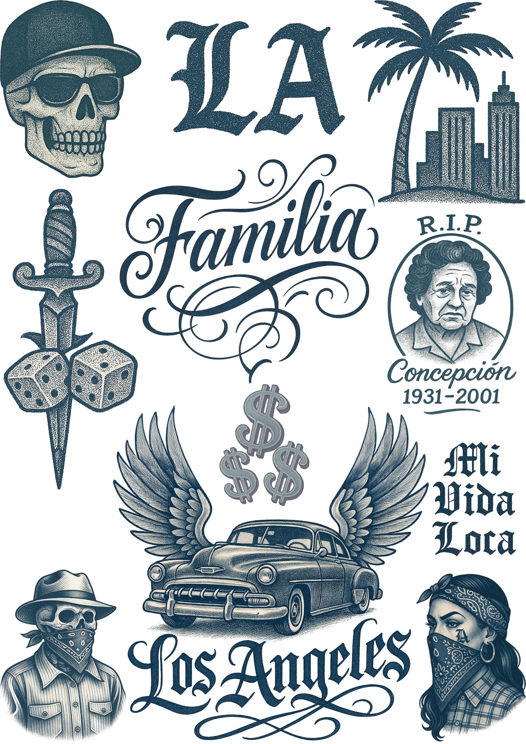 Buy Cholo LA Gangster Fake Tattoos - Ultra-real Temporary Tattoos for Film,  Cosplay \u0026 Halloween – – 2 A4 Sheets – No Shine, Skin Safe Online in India -  Etsy, image size:1808x2560