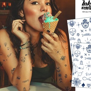 Semi-Permanent Stick n Poke Tattoos 1 Blatt + 1 gratis | Dauert 1 bis 2 Wochen | Narren Freunde | SICHER Kräutertinten | Größe A5