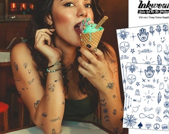 Semi-Permanent Stick n Poke Tattoos  1 sheet + 1 free | Lasts 1 to 2 weeks | Fool Friends | SAFE Herbal Inks |A5 size