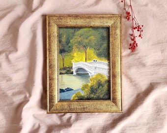 Gold Framed Art Print |Central Park Original Art Print |  NYC Bow Bridge Painting| Framed Living Room Wall Art | Original Wall Decor Gift |