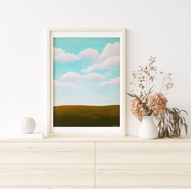 Minimalist Landscape Artwork Original Painting on Paper Handmade Art
