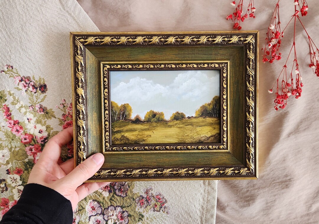 Vintage Style Original Landscape Painting | Framed Wall Art | Handmade ...