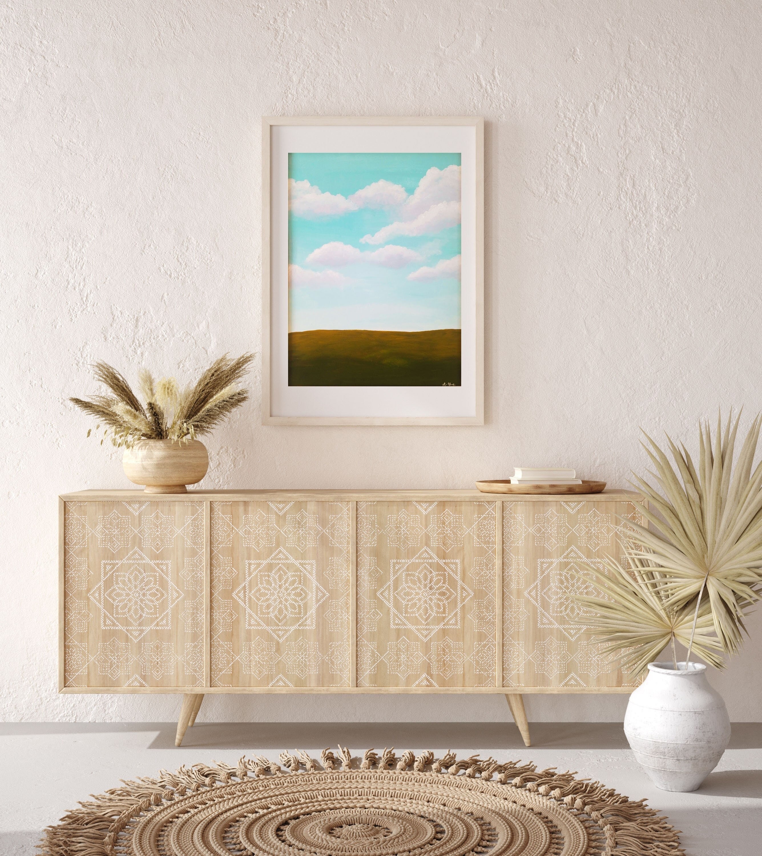 Minimalist Landscape Artwork Original Painting on Paper Handmade Art