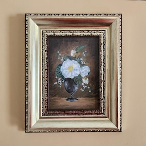 Vintage White Roses Art Print: Small Framed Rustic Farmhouse Decor