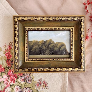 Small Vintage Style Landscape Art Print|  Framed Tiny  Painting|  Wall Art For Living Room| Painting Gift| Countryside Farmhouse Wall Art