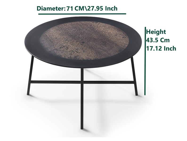 Bohemian Coffee Table Round Coffee Table Walnut Patterned Etsy