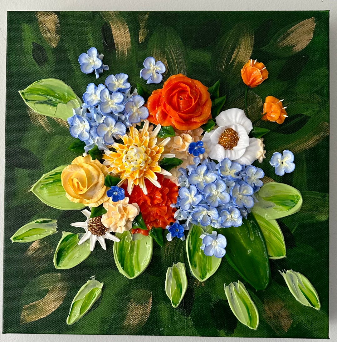 Nicole 3D Flower Painting Etsy