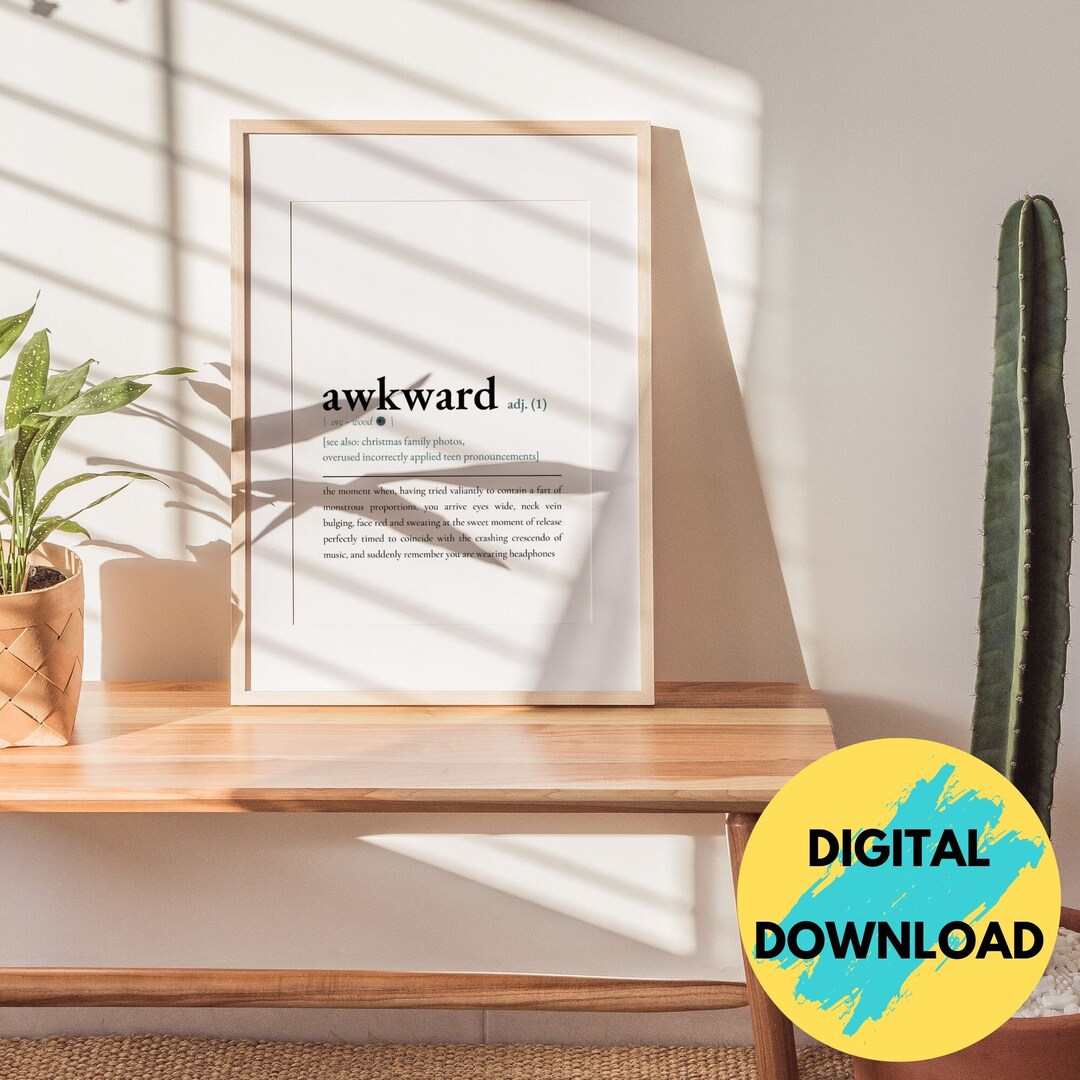 Funny Word Dictionary Definition Wall Art Print,awkward 2.0 Definition