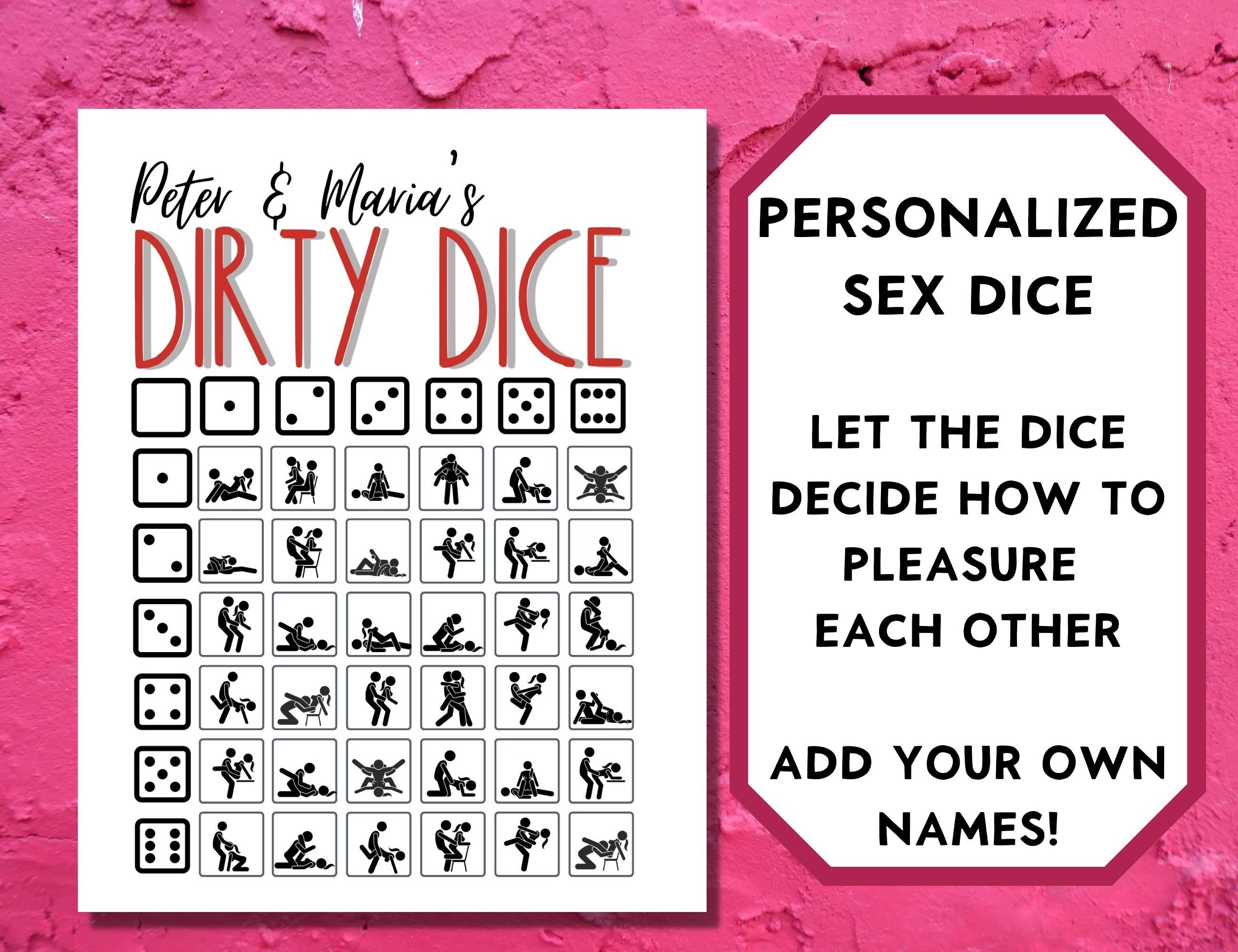 Editable Sex Position Sex Dice Personalized Dirty Dice Kinky