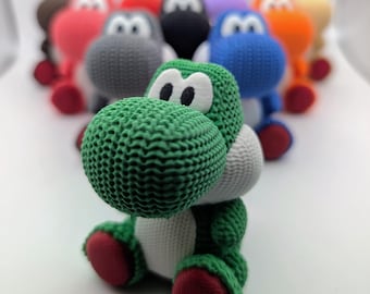 3D printed “knitted style” Yoshi figurines