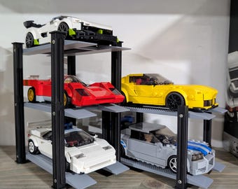 Elevador de exhibición de 4 postes para autos LEGO Speed Champion a escala 1:24