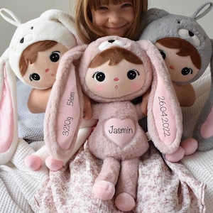 Peluche lapin XXL personnalisable Metoo 48 cm avec nom cadeau de naissance, d'anniversaire et de baptême image 1