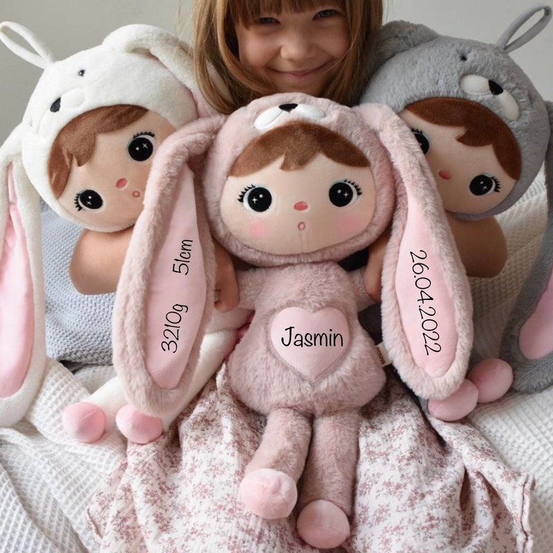 Personalisierbares XXL Kuscheltier Hase Metoo - 48 cm - mit Namen - Geschenk zur Geburt, Geburtstag und Taufe