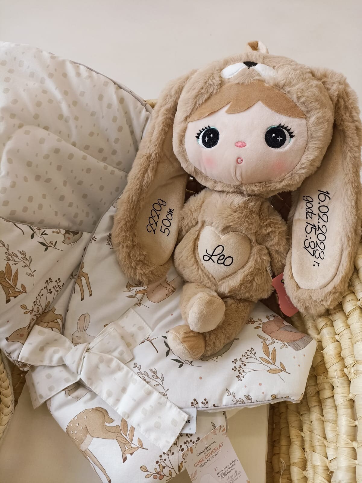 Personalisierbares XXL Kuscheltier Hase Metoo - 48 cm - mit Namen - Geschenk zur Geburt, Geburtstag und Taufe