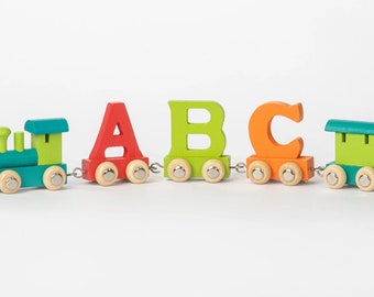 Small Foot letter train colorful or natural - with name - gift for a birthday, birth, baptism, to play with