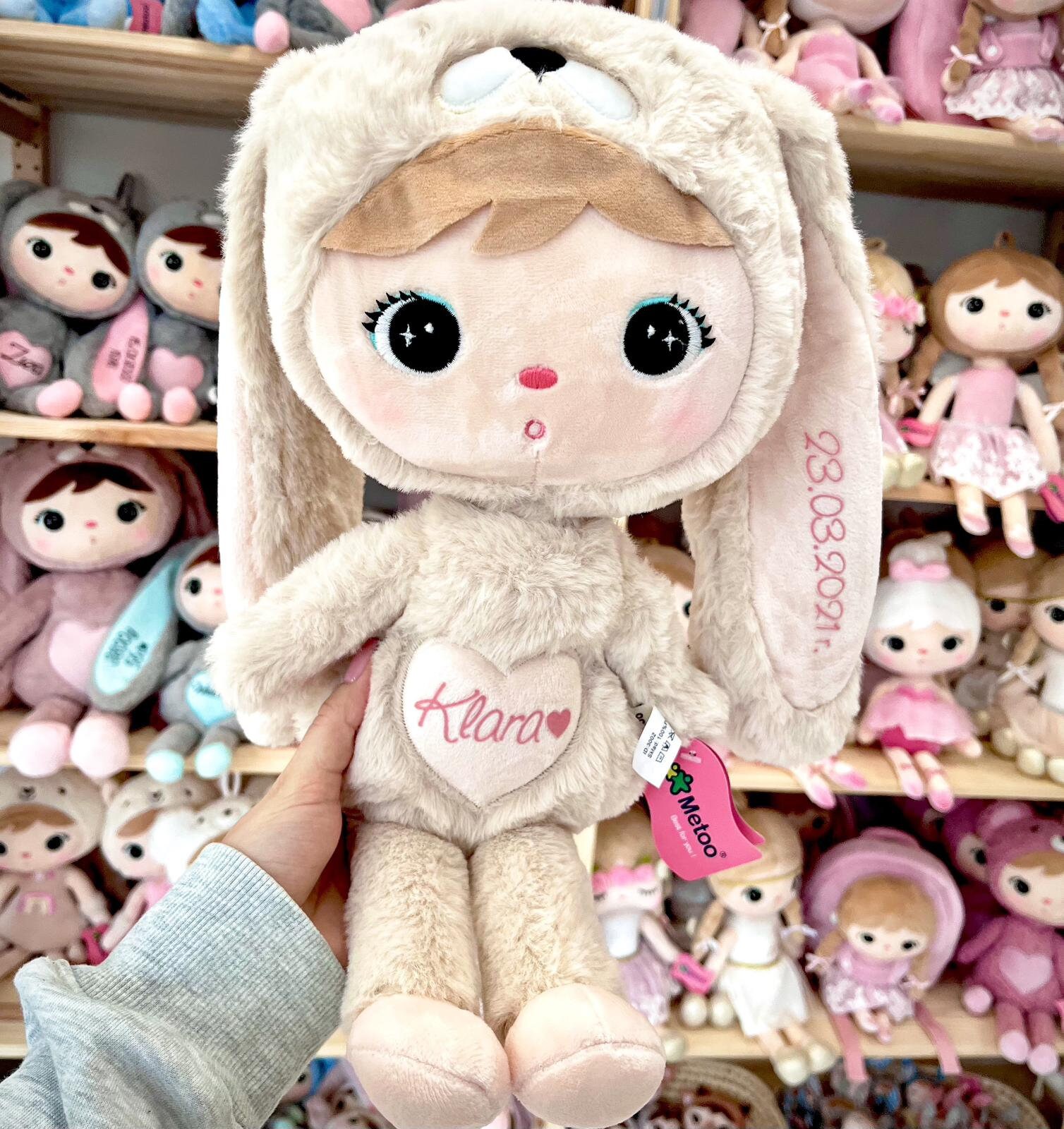 Personalisierbares XXL Kuscheltier Hase Metoo - 48 cm - mit Namen - Geschenk zur Geburt, Geburtstag und Taufe