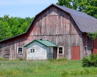 Red Barn in Summer: Barn Landscape Photo. (Digital Download)