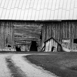 Abandoned Barn Photo in Black and White: Rural Wisconsin Farm Print (Digital Download).