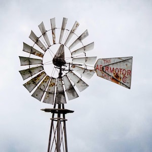 Old Windmill Photo: Aermotor Windmill. Farmhouse Southwestern Wall Art (Digital Download).