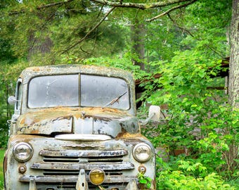 Vintage Dodge Truck Photo: Old Abandoned Truck in Field (Digital Download).