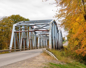 Overhead Metal Bridge: Historic Steel Truss Bridge Photo. (Instant Download).