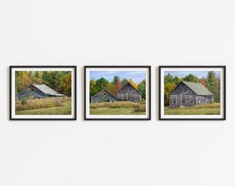 Farmhouse Photography Set of 3: Rustic Wisconsin Landscape Photos (Digital Download).