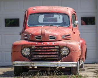 Vintage Red Ford Truck Photo: Classic Truck Art (Digital Download)
