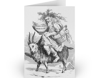 Vintage Yule Greeting Cards - Christmas Goat Man