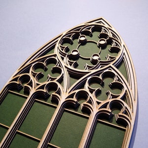 Gothic Church Window 01, Wall art, Home decor, Pattern for laser cutting, Layered Digital File, dfx, dwg, svg, pdf, jpg format