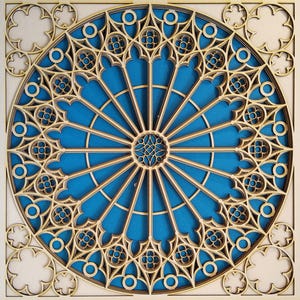 Gothic Cathedral Rose Window 01, Pattern for laser cutting, Layered Digital File, dfx, dwg, svg, pdf, jpg format, wall art, home decor