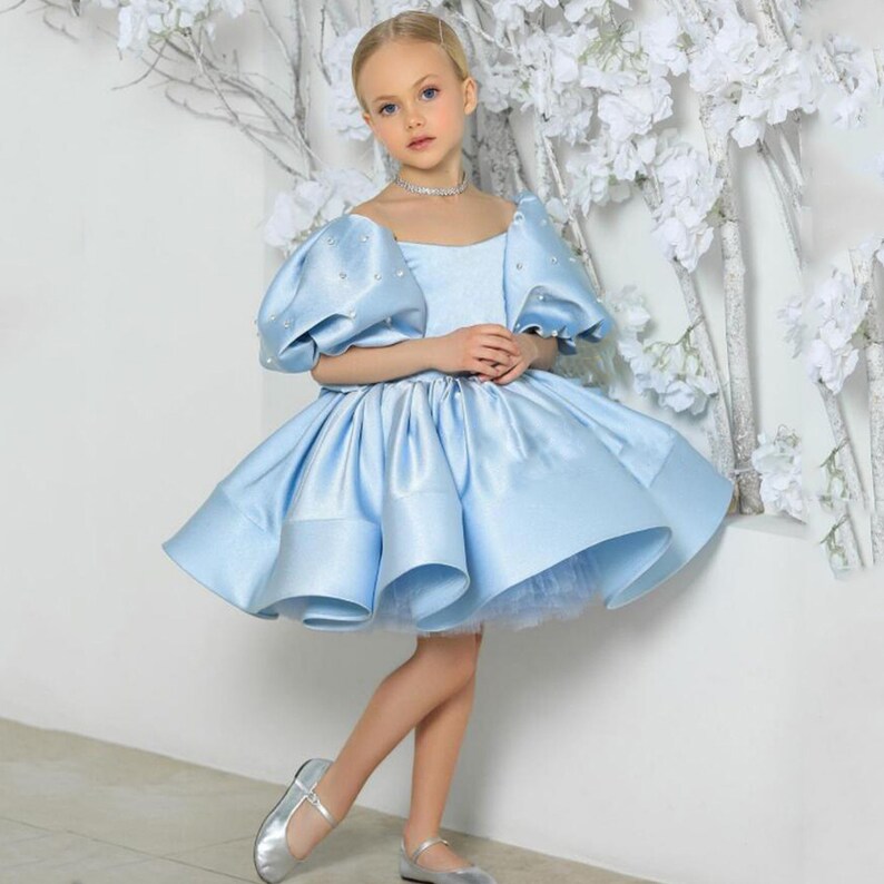 Puffy White Flower Girl Dress Wedding Bridesmaid Toddler Etsy