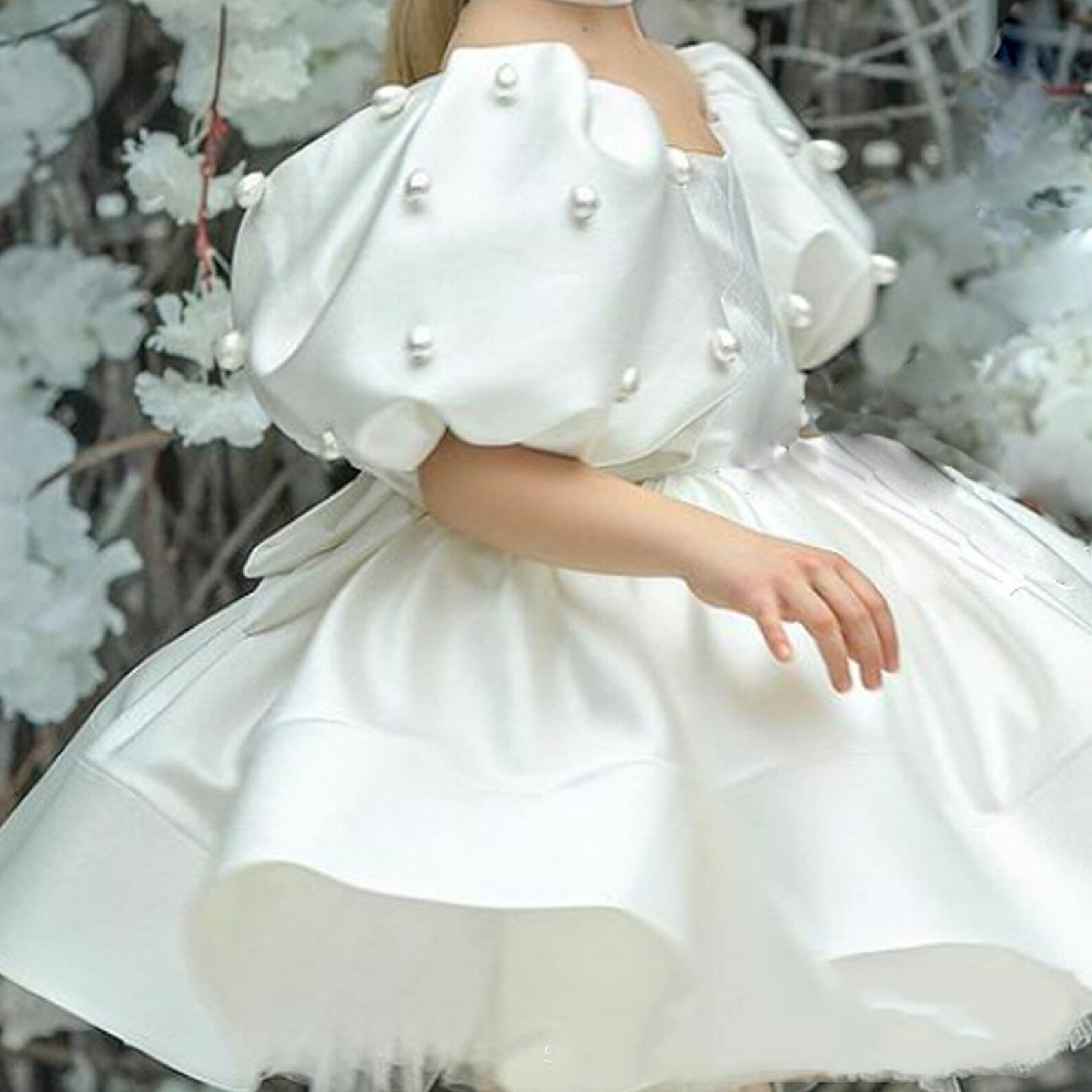 Puffy White Flower Girl Dress Wedding Bridesmaid Toddler Etsy