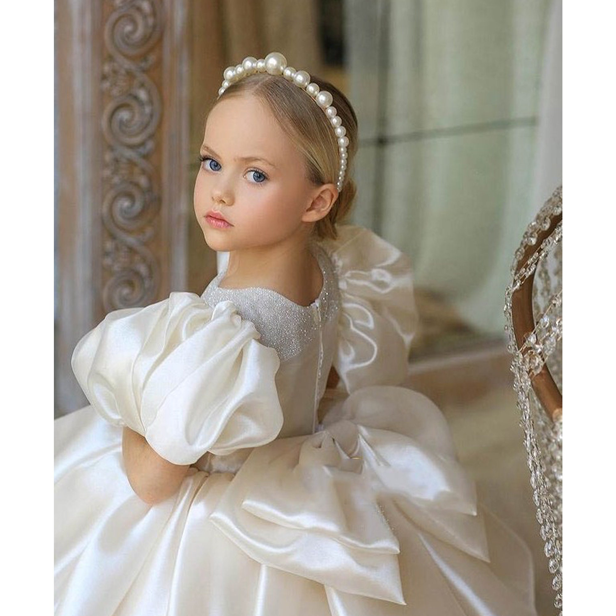 Flower Girl Dress White Wedding Princess Toddler Fluffy Gown Etsy