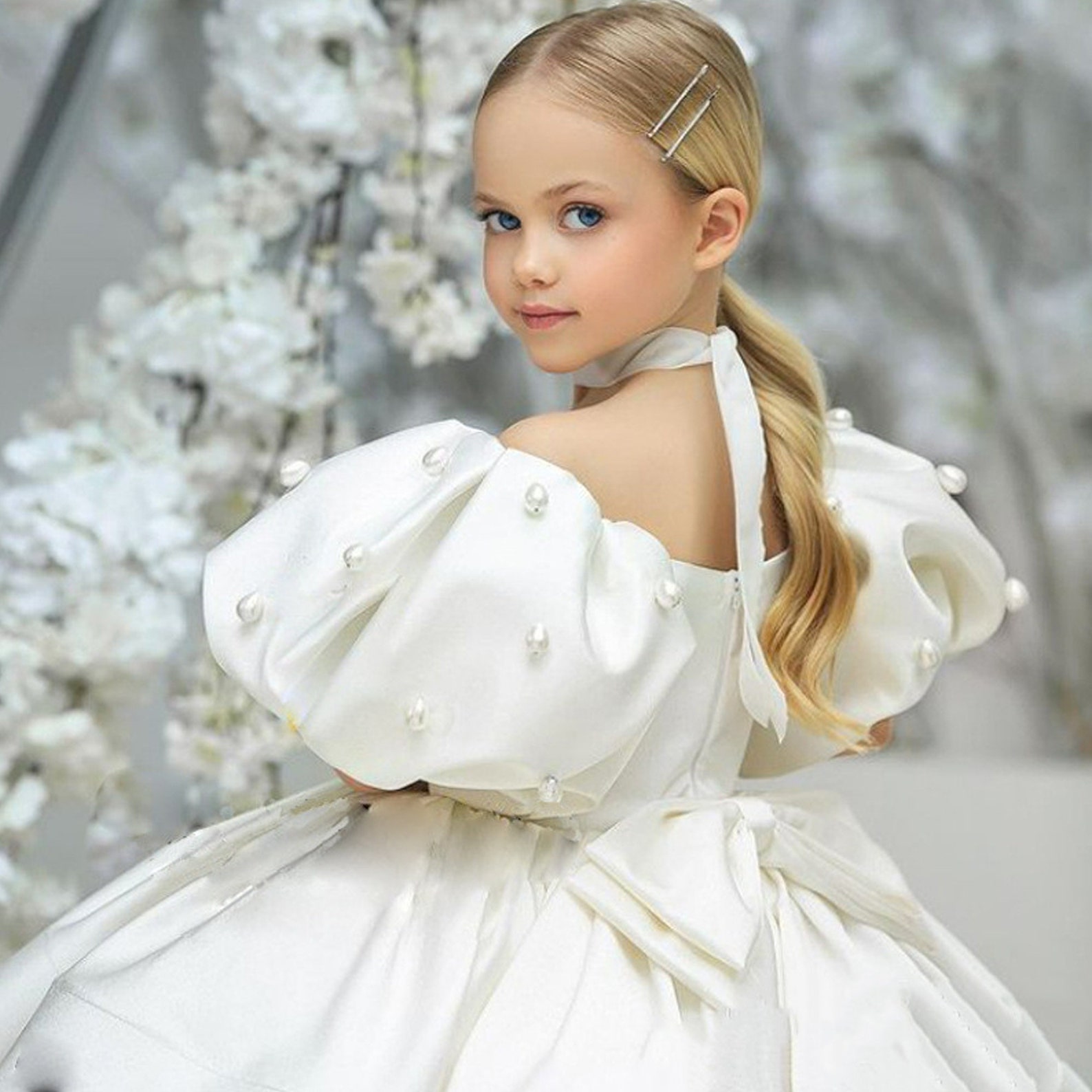 Puffy White Flower Girl Dress Wedding Bridesmaid Toddler Etsy